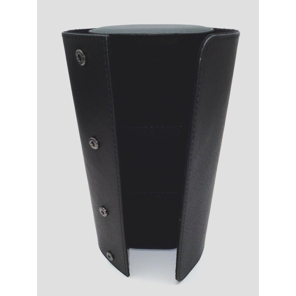 Timelmt Vegan Black Leather Snap Close 3 Watch Traveling Case Soft Velvet Inside - Picture 7 of 9